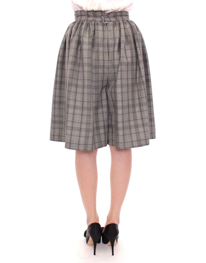 NOEMI ALEMÁN Elegant Gray Checkered Wool Shorts Skirt