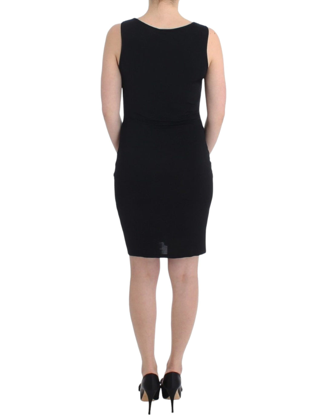 Roccobarocco Elegant Black Sheath Knee-Length Dress