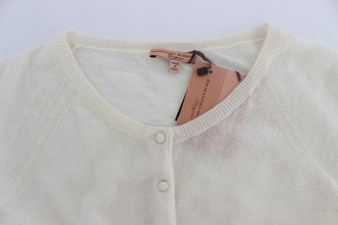 Ermanno Scervino Elegant White Crop Cardigan Sweater