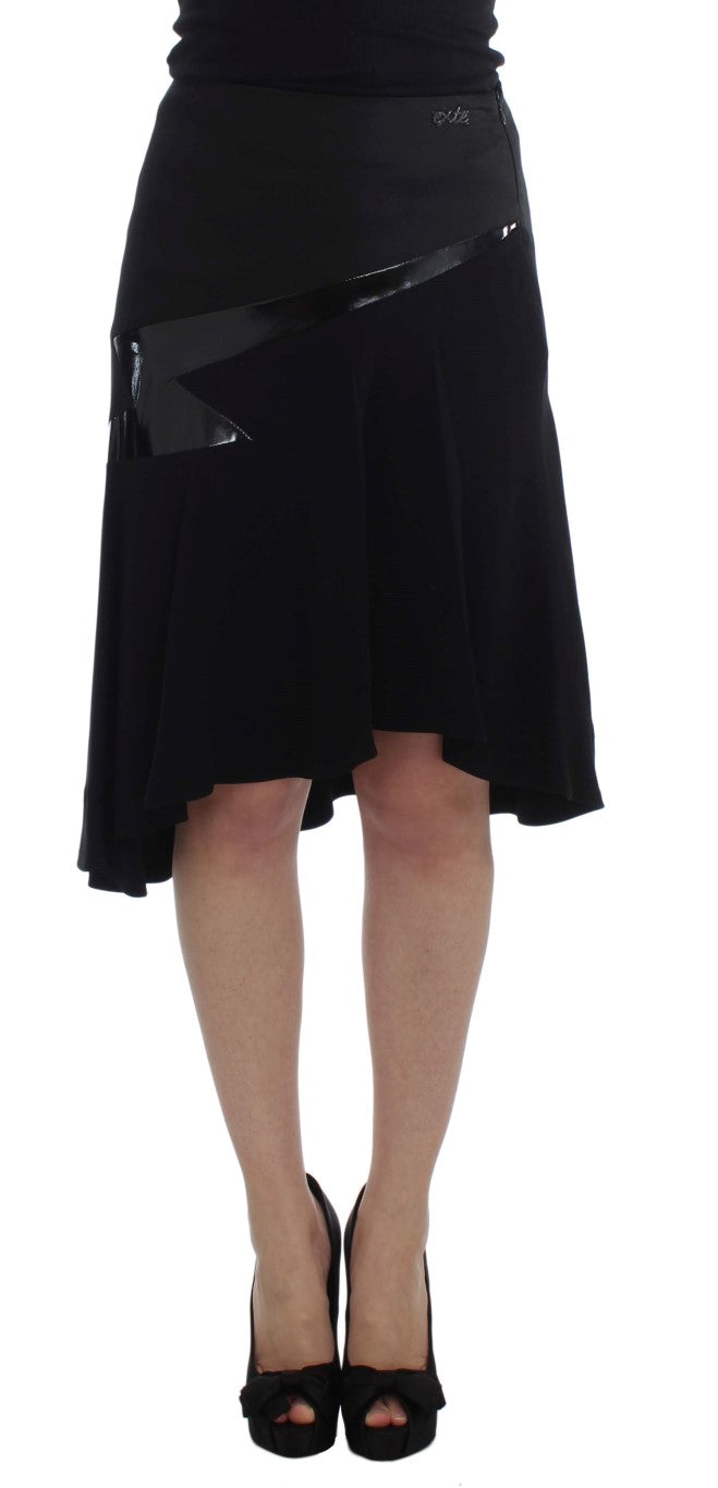 Exte Chic Black and Blue Cotton Blend Skirt