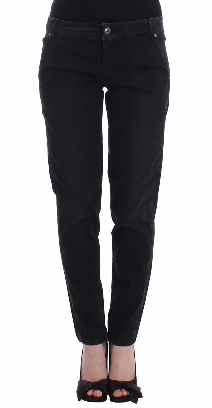 Ermanno Scervino Sleek Black Slim Leg Designer Jeans
