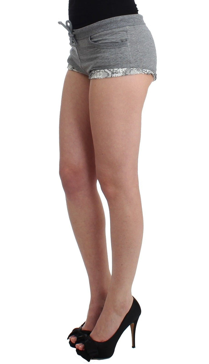 Ermanno Scervino Chic Gray Lace-Trimmed Mini Shorts