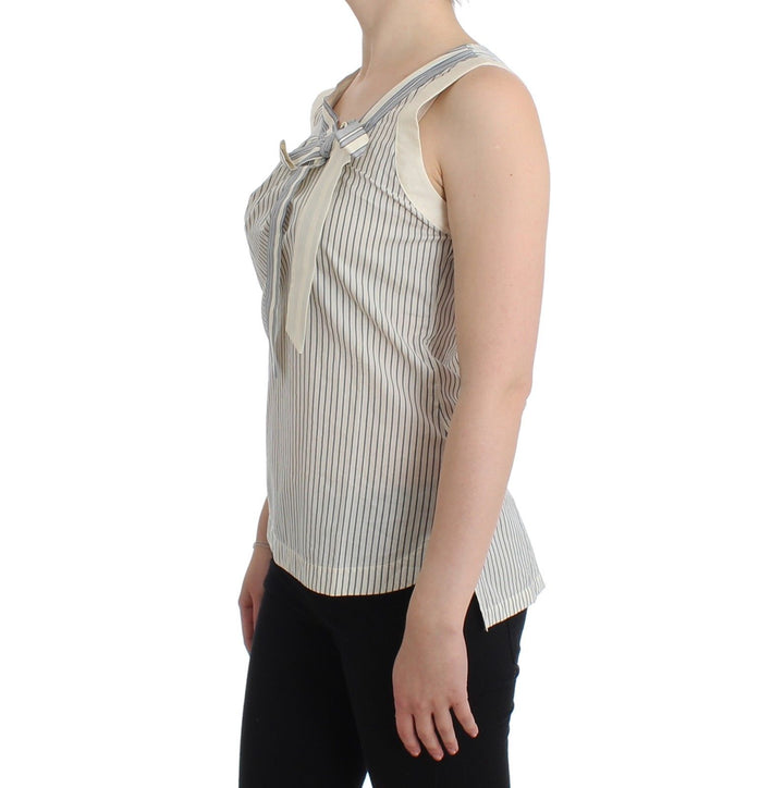 Ermanno Scervino Chic Striped Cotton-Silk Bow Top