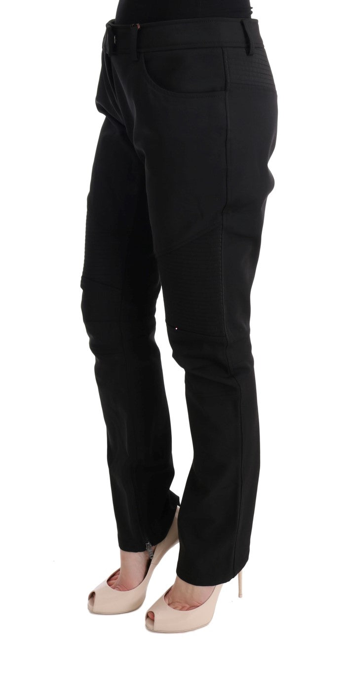 Ermanno Scervino Sleek Black Cotton Slim Fit Pants