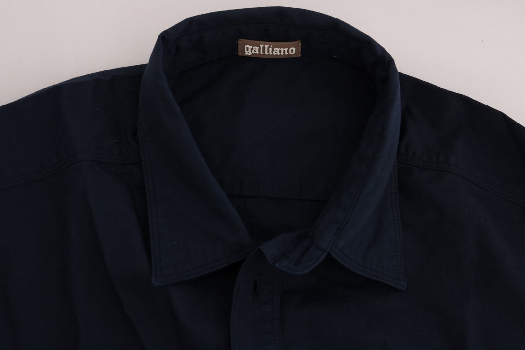 John Galliano Elegant Blue Cotton Casual Shirt