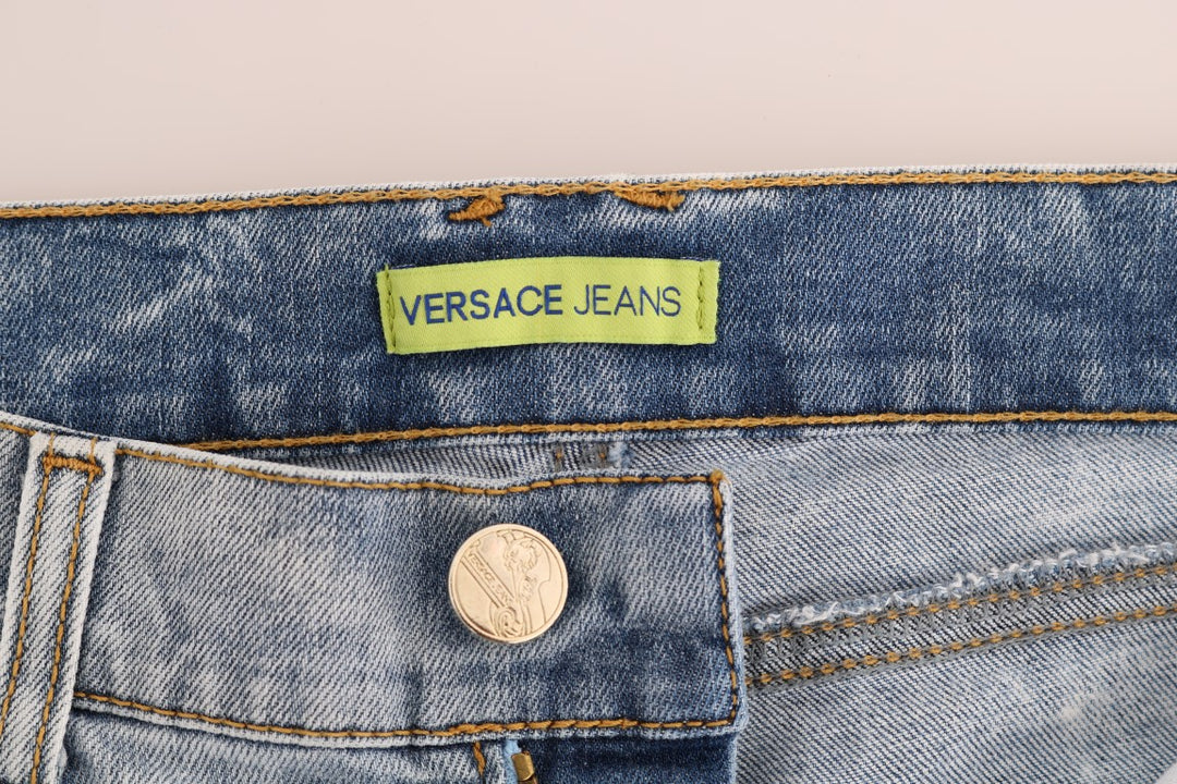 Versace Jeans Chic Light Blue Torn Slim Fit Jeans