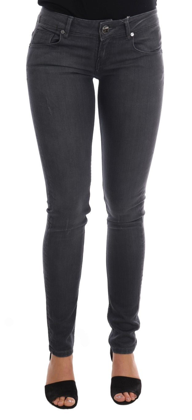 Acht Sleek Gray Slim-Fit Designer Jeans