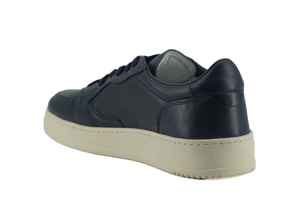 Saxone of Scotland Elegant Navy Blue Leather Sneakers