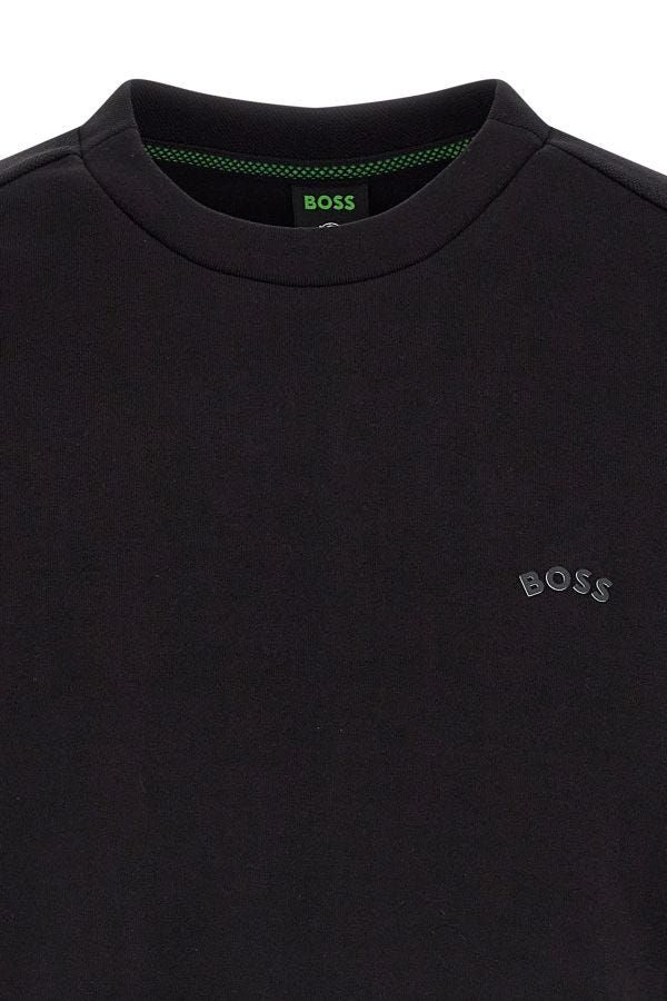 Hugo Boss Elegant Black Cotton Round Neck Sweatshirt