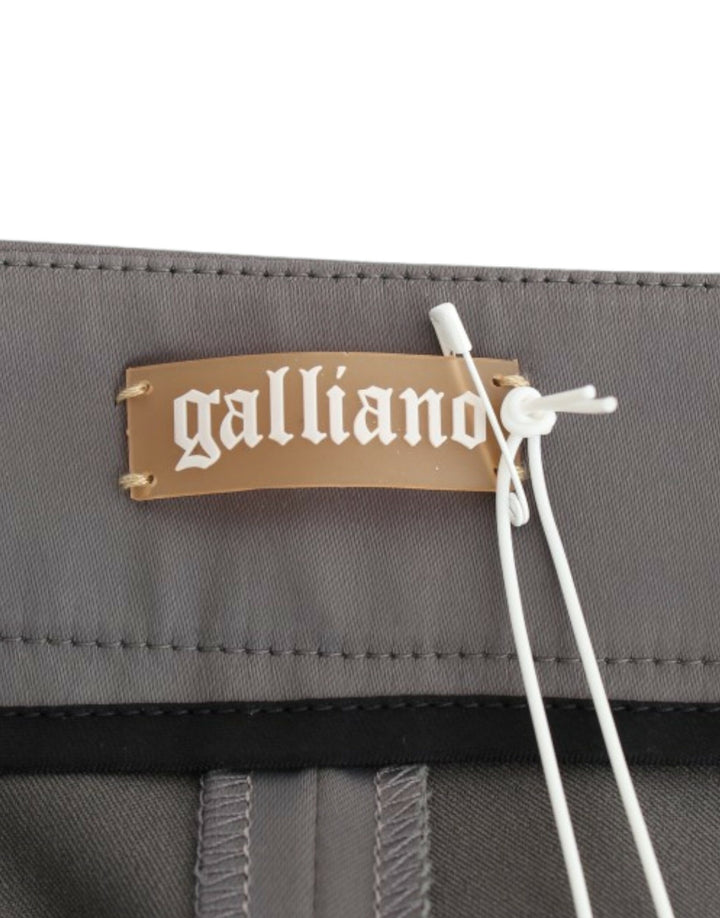 John Galliano Chic Gray Slim-Fit Designer Pants