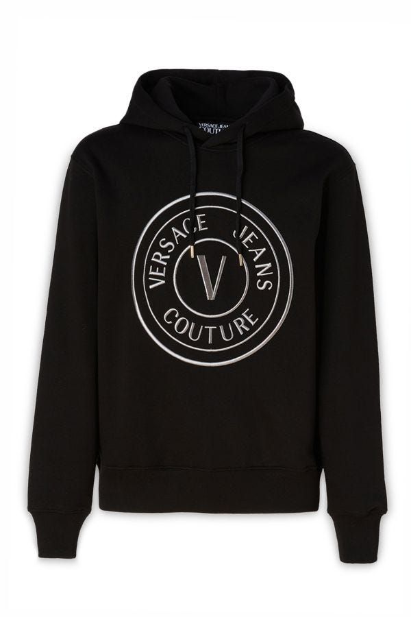 Versace Jeans Stunning Hooded Black Cotton Sweatshirt