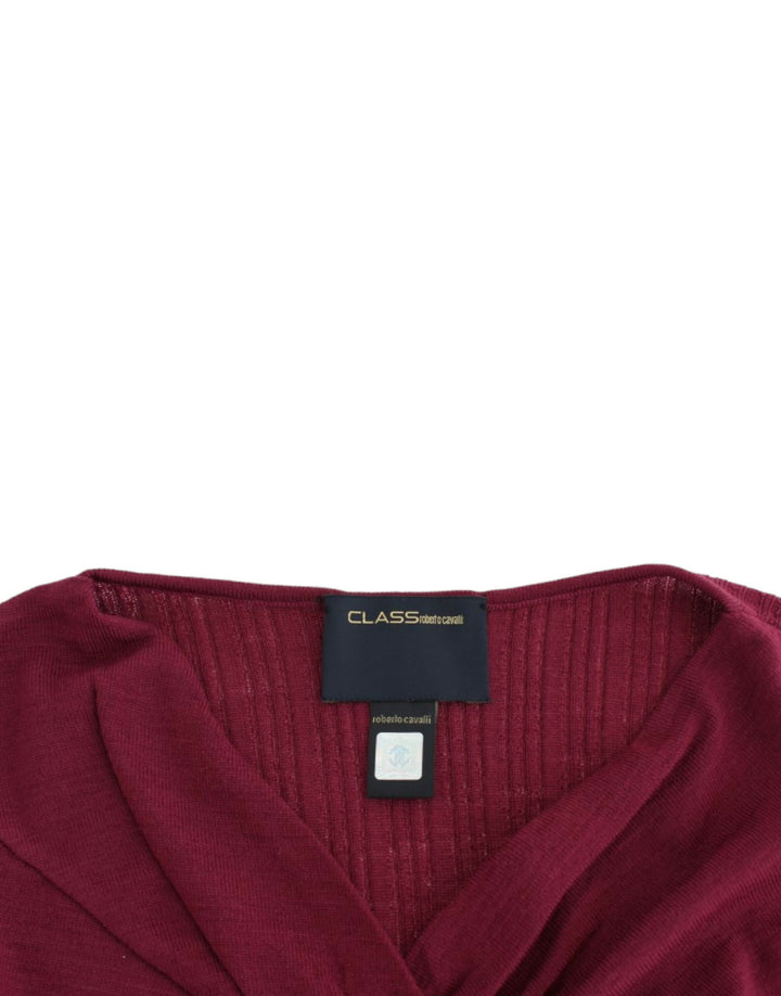 Cavalli Elegant Purple Keyhole Wool Sweater
