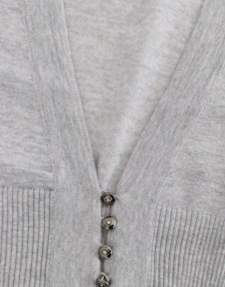 Cavalli Cropped Virgin Wool Cardigan in Chic Gray