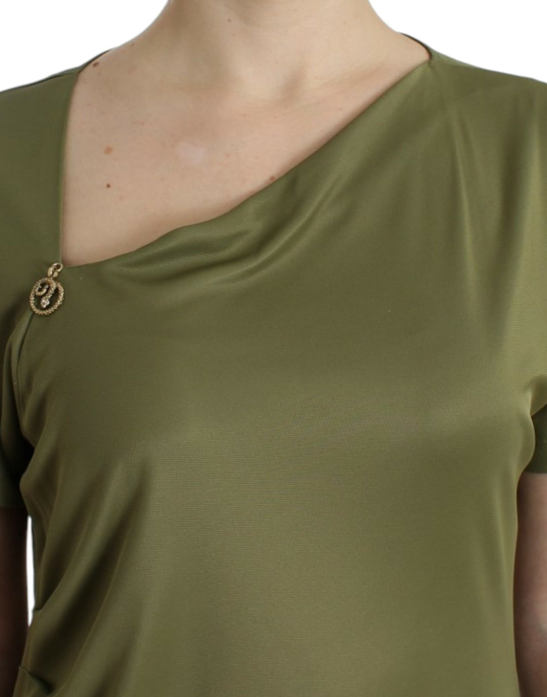 Cavalli Elegant Green Jersey Blouse with Gold Accents