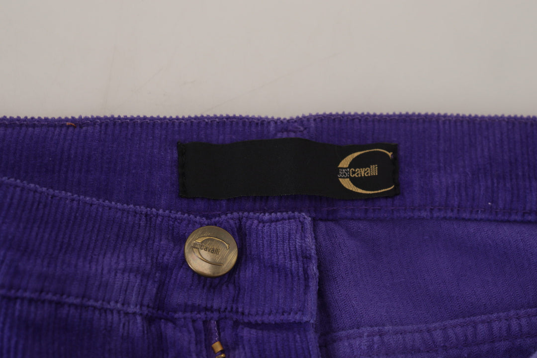 Just Cavalli Elegant Purple Corduroy Straight Fit Pants