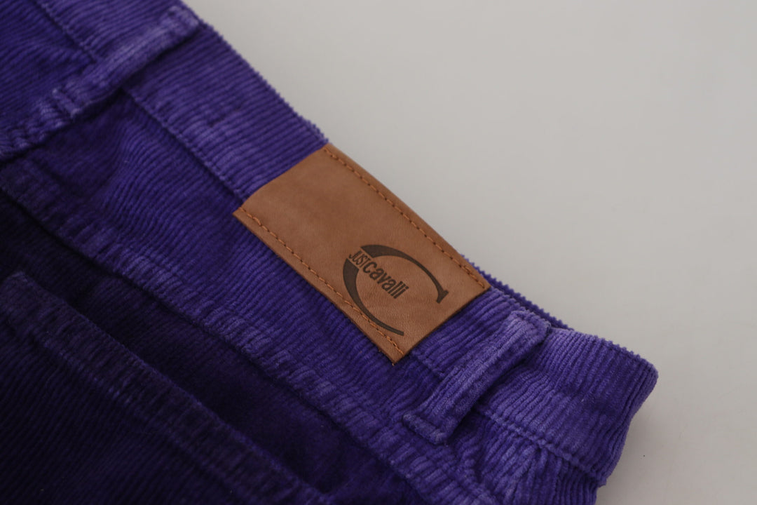 Just Cavalli Elegant Purple Corduroy Straight Fit Pants