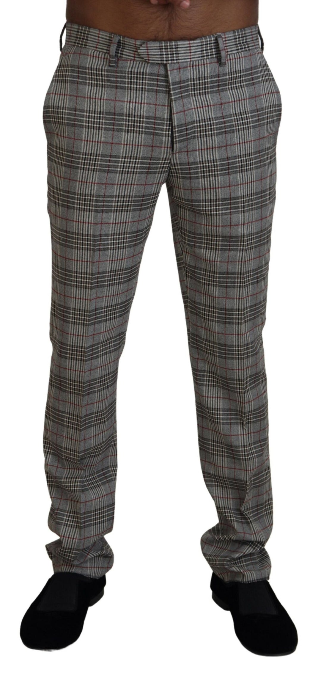 BENCIVENGA Elegant Gray Checkered Slim Men's Pants