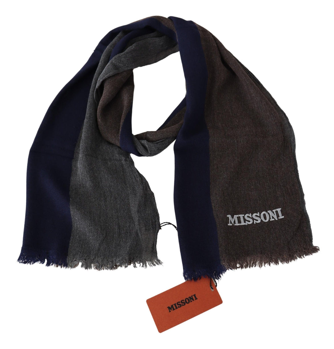 Missoni Elegant Multicolor Wool Scarf with Signature Embroidery