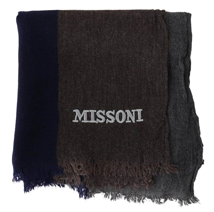 Missoni Elegant Multicolor Wool Scarf with Signature Embroidery