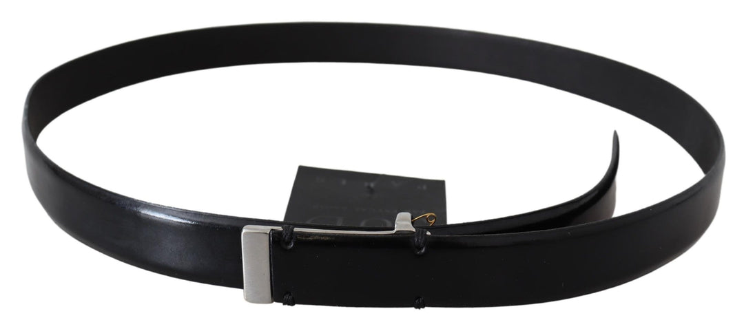 PLEIN SUD Elegant Black Leather Waist Belt
