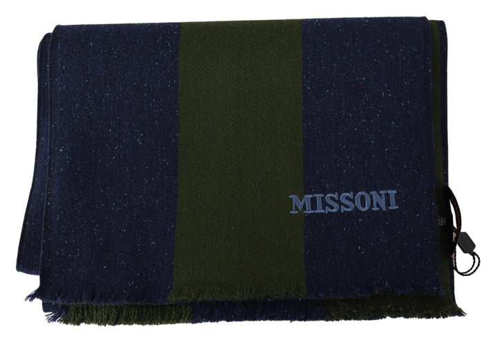 Missoni Authentic Wool Scarf with Stripes and Logo Embroidery