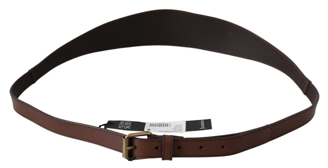 PLEIN SUD Elegant Rustic Gold-Tone Leather Belt
