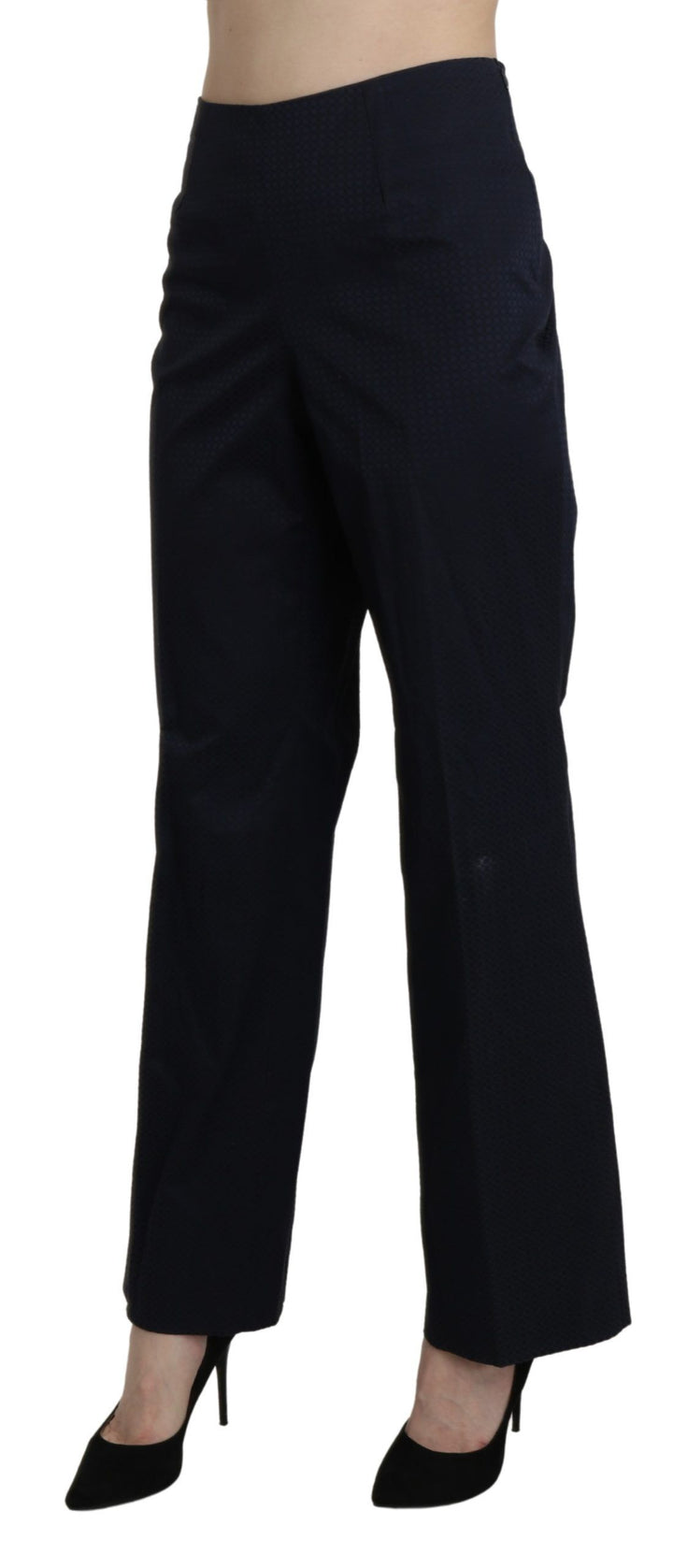 BENCIVENGA Navy Blue High Waist Straight Cotton Pants