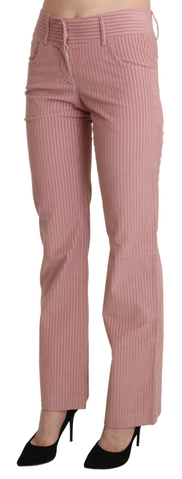 Ermanno Scervino Chic Pink Mid Waist Straight Trousers