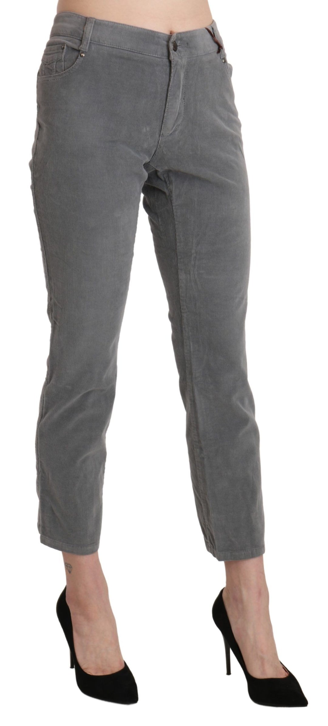 Ermanno Scervino Chic Gray Mid Waist Cropped Trousers