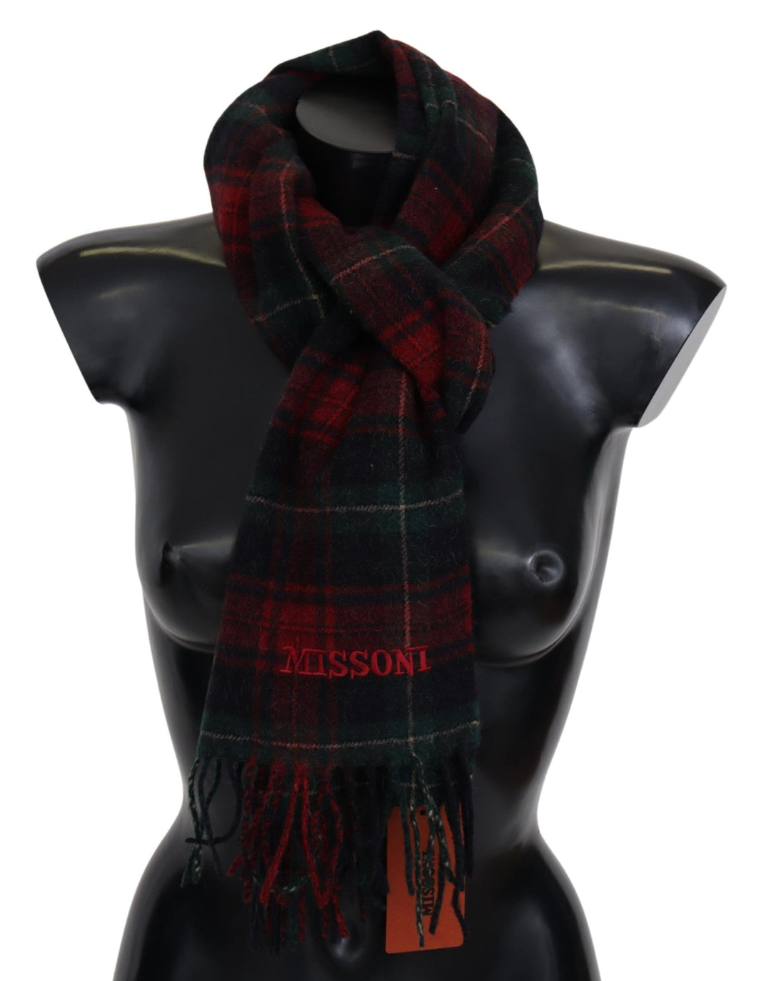 Missoni Elegant Check Wool Scarf with Logo Embroidery