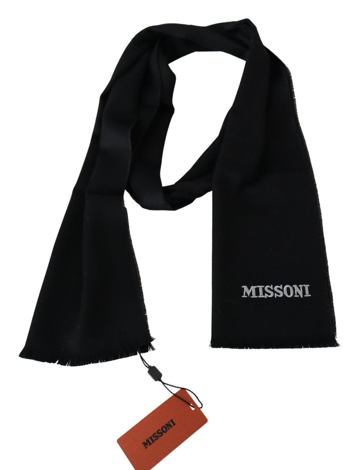 Missoni Elegant Embroidered Wool Scarf in Black