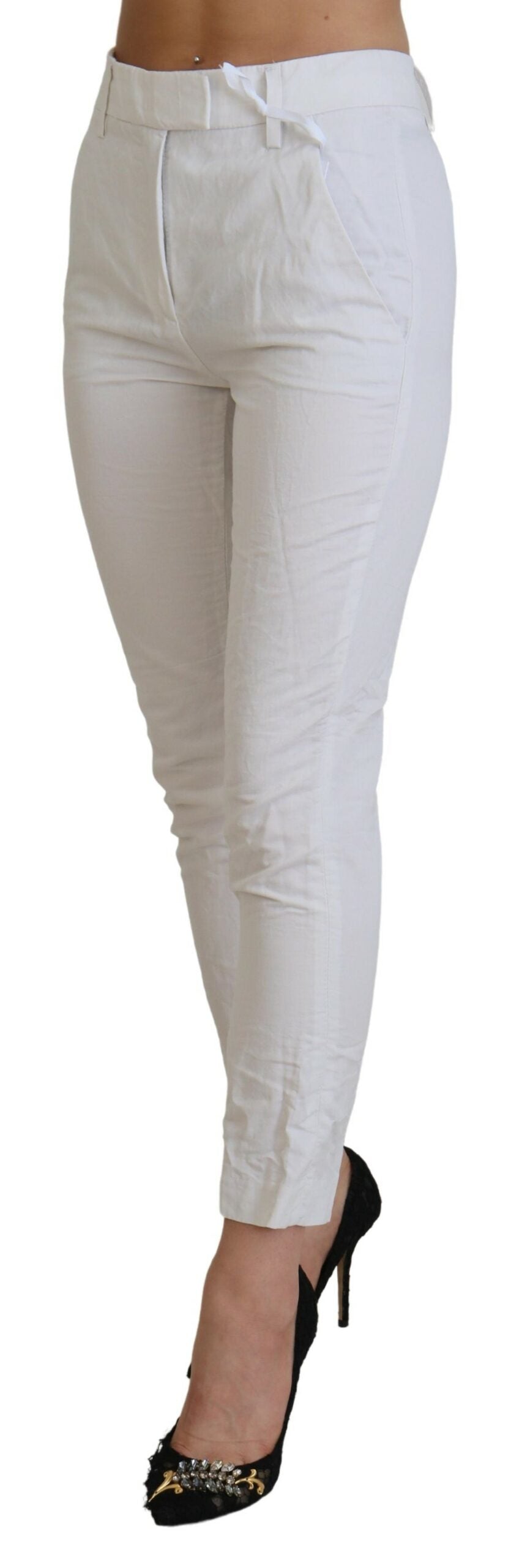 Dondup Elegant High Waist Tapered White Pants