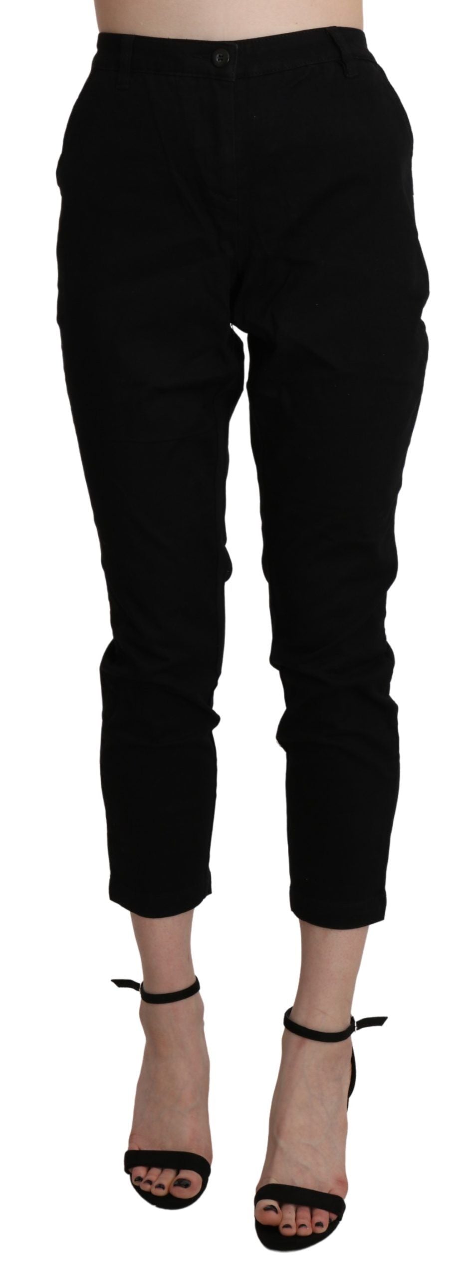 Acht Chic High Waist Cropped Black Jeans