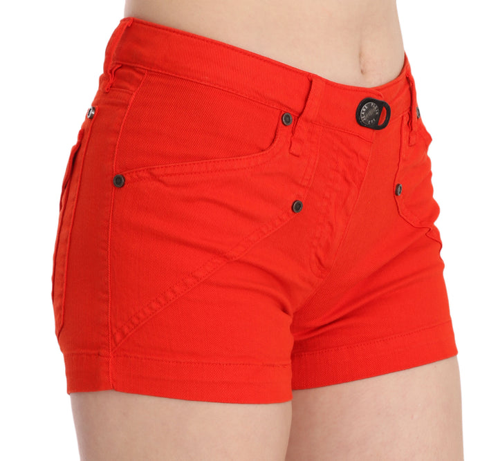 PLEIN SUD Chic Mid Waist Mini Shorts in Vibrant Orange