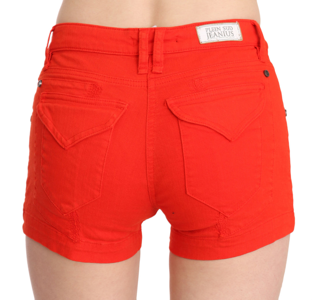 PLEIN SUD Chic Mid Waist Mini Shorts in Vibrant Orange