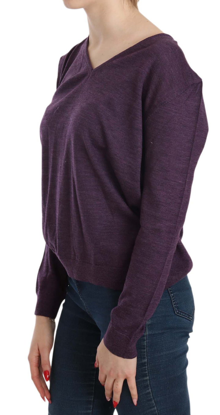 BYBLOS Elegant Purple V-Neck Wool Blouse