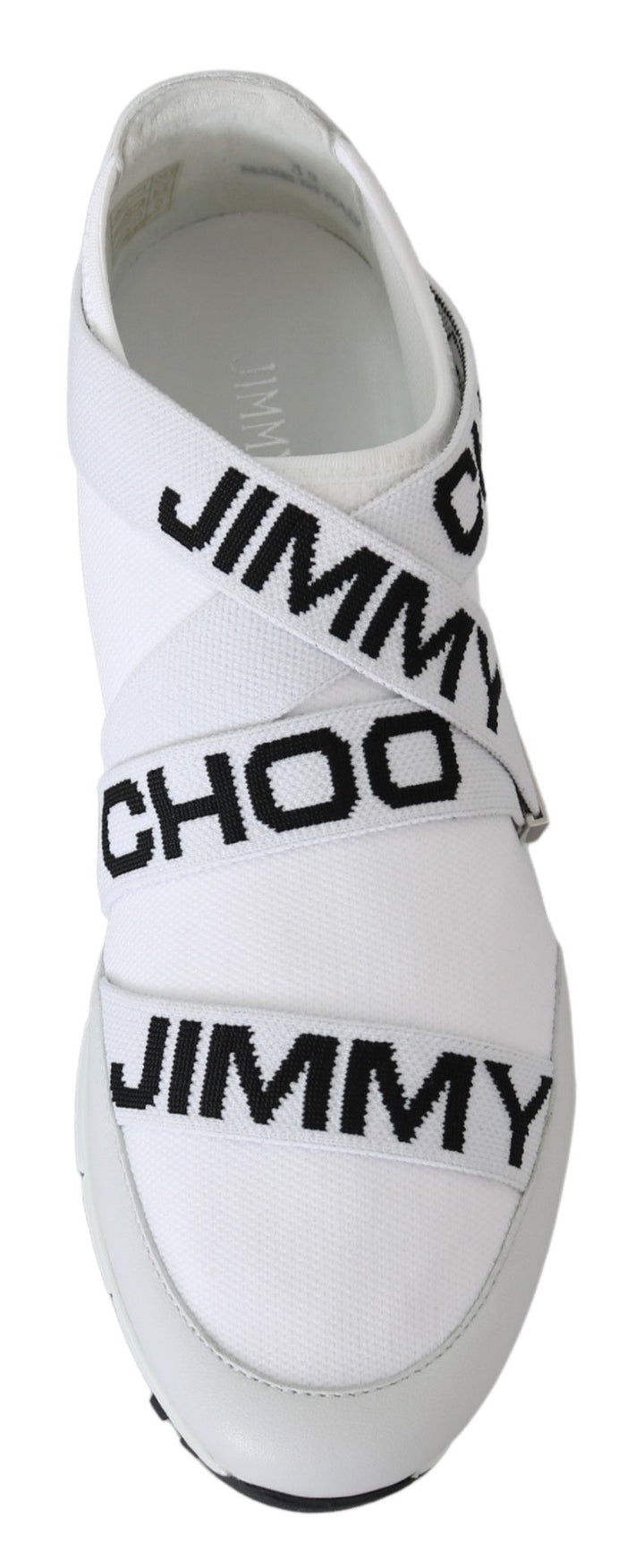 Jimmy Choo Chic White and Blue Nappa Knit Sneakers