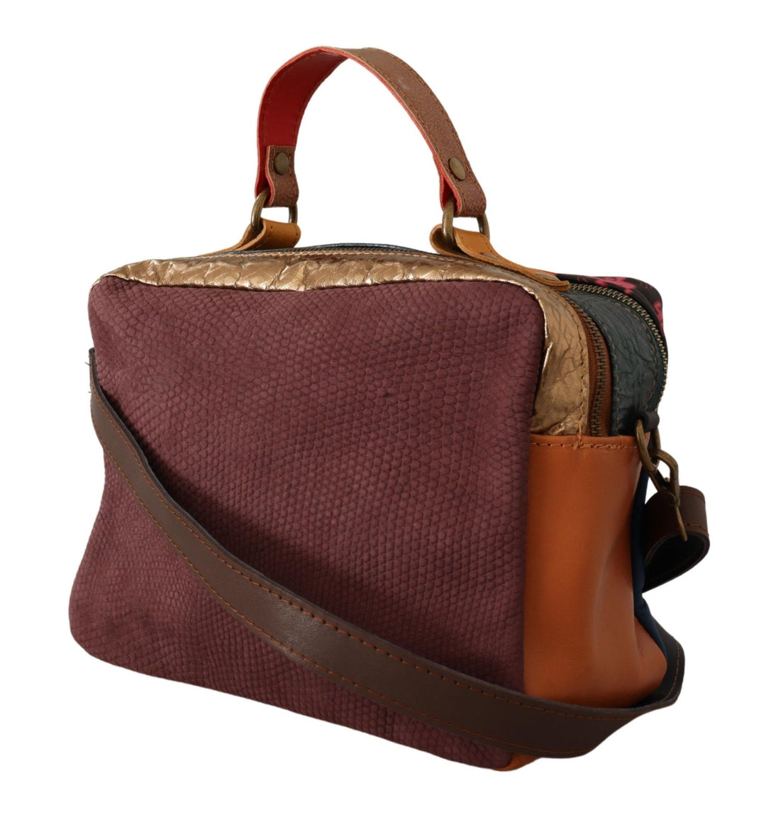 EBARRITO Multicolor Leather Shoulder Bag with Gold Details