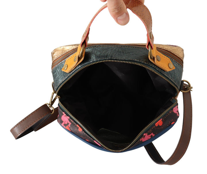 EBARRITO Multicolor Leather Shoulder Bag with Gold Details