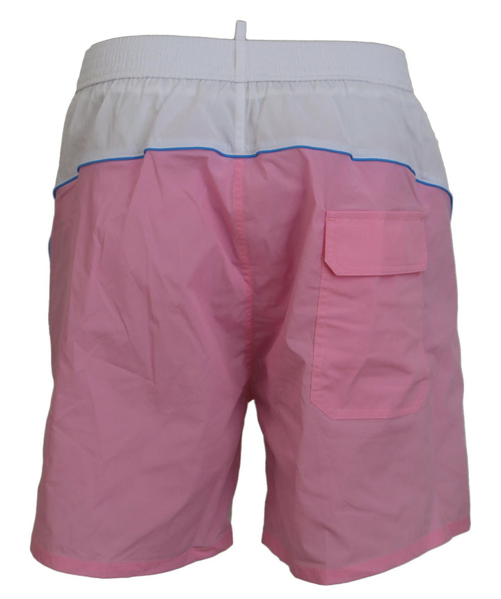 Dsquared² Chic White & Pink Print Swim Shorts