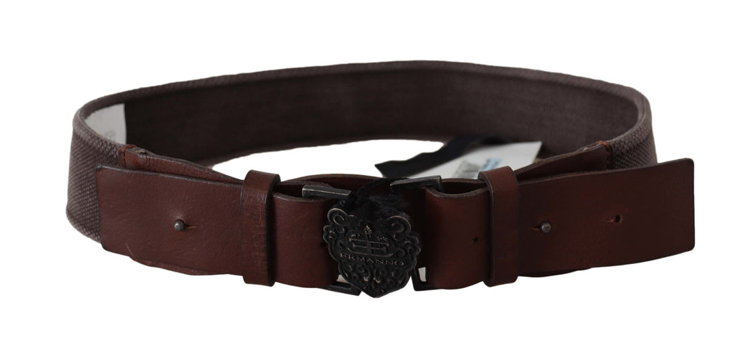 Ermanno Scervino Classic Dark Brown Leather Belt with Logo Buckle