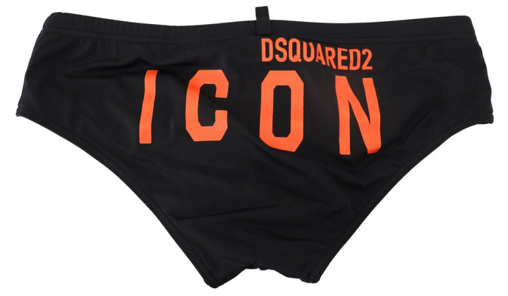 Dsquared² Elegant Black Swim Briefs with Orange Logo