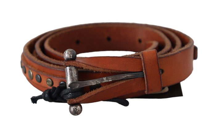 Scervino Street Elegant Leather Waist Belt in Brown