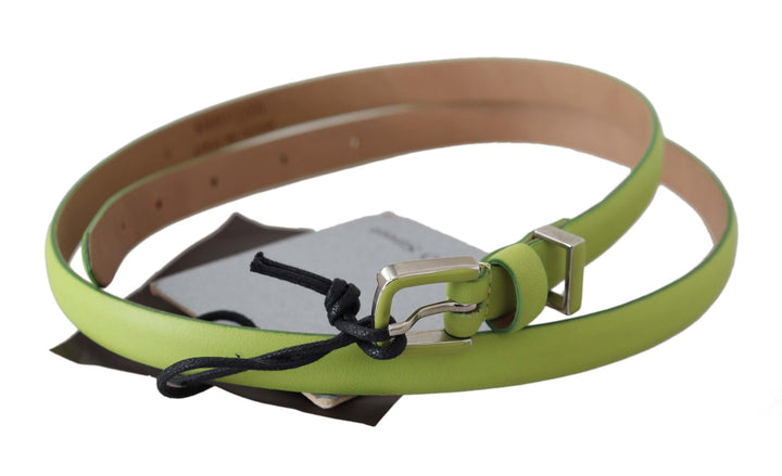 Scervino Street Classic Green Leather Belt with Silver-Tone Hardware
