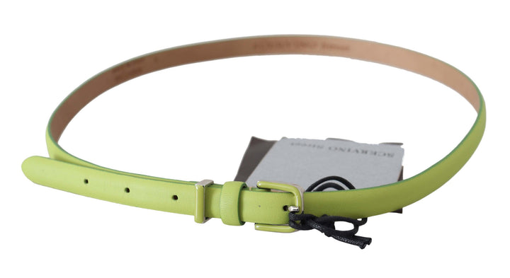 Scervino Street Classic Green Leather Belt with Silver-Tone Hardware