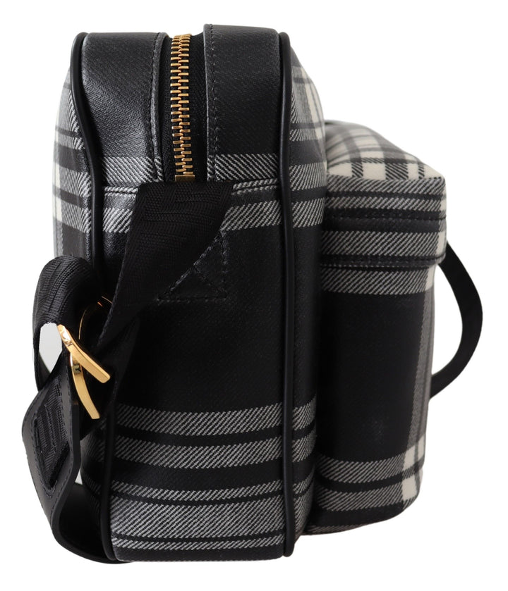 Versace Elegant Grey Leather Crossbody Bag
