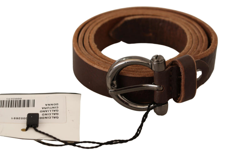 John Galliano Elegant Brown Leather Fashion Belt
