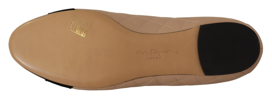 Salvatore Ferragamo Elegant Quilted Leather Flats - Chic Dual-Tone Design