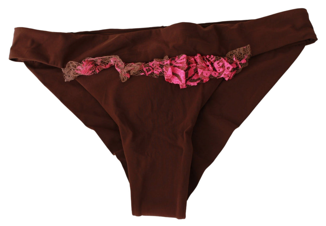 PINK MEMORIES Chic Pink and Brown Two-Piece Swimsuit