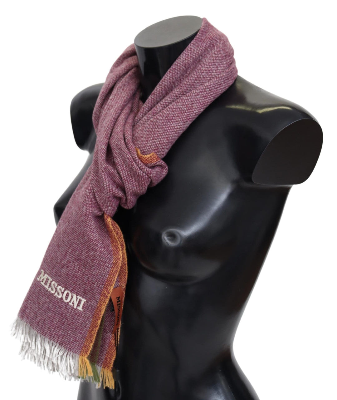 Missoni Chic Maroon Cashmere Scarf with Logo Embroidery